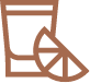 a brown outline of a glass with a slice of lemon