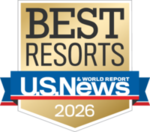 a gold and blue logo