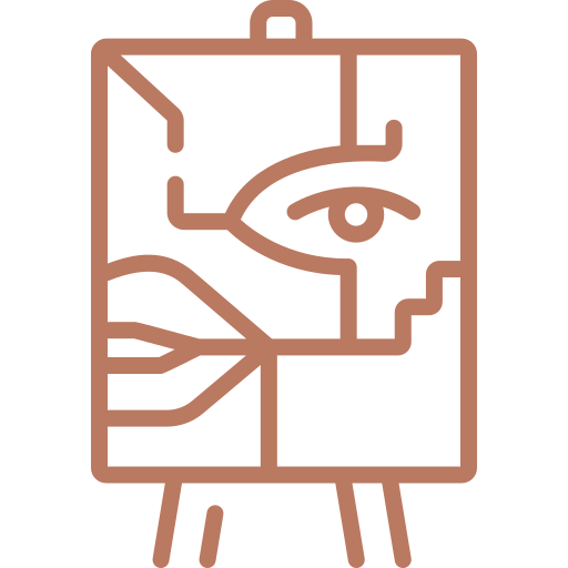 a brown line art on a black background