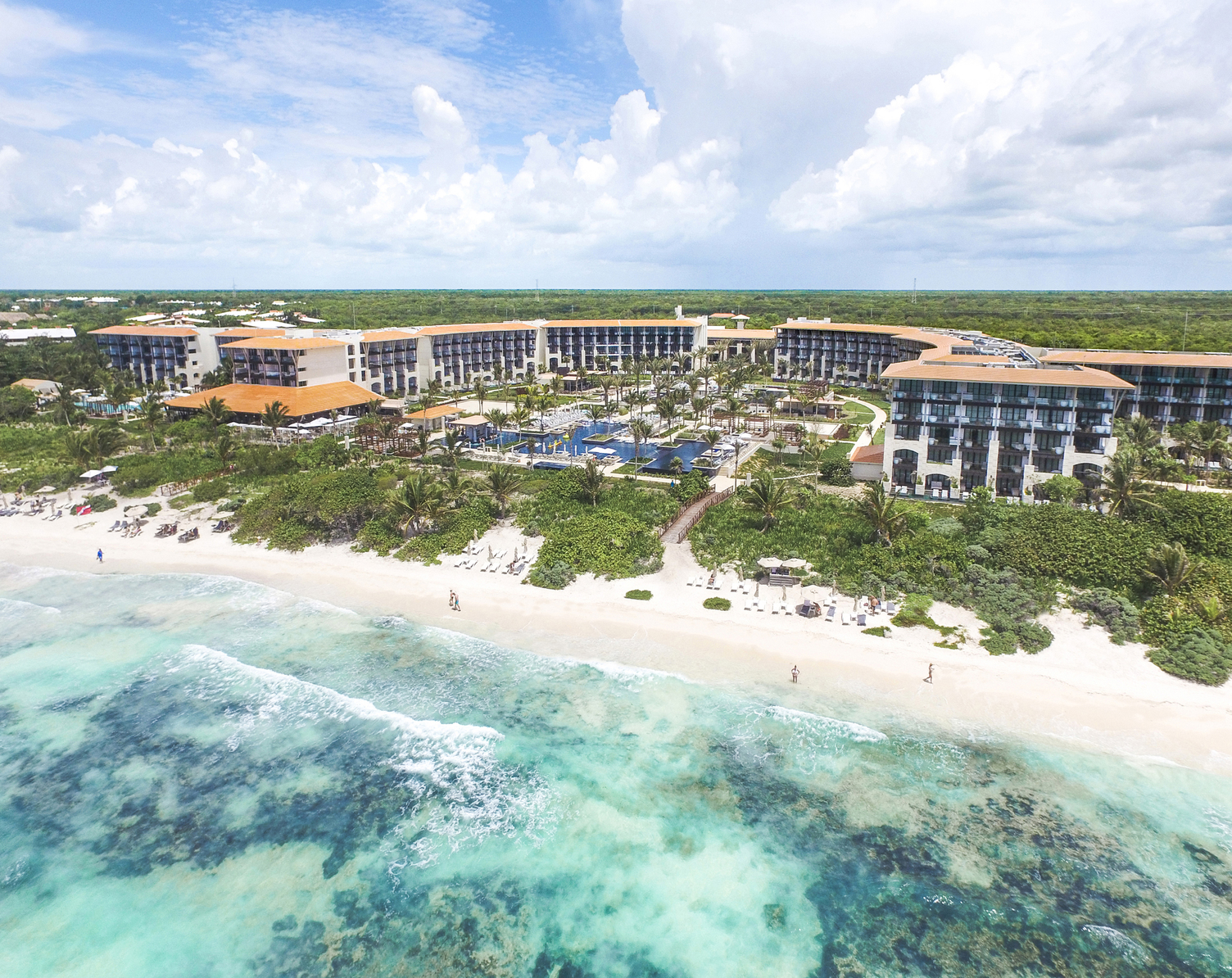 Aerial view of UNICO hotel in Riviera Maya.