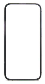 a black cell phone with a white screen