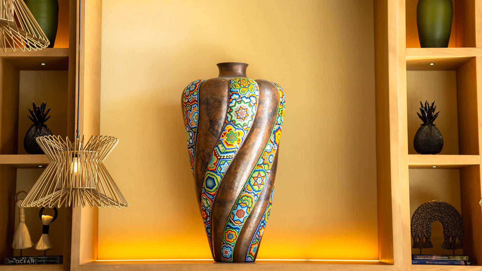 Copper Vessel with Wixárika Art